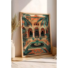 E2 Nova Islami Oryantal Duvar Tablosu | Avlu ve Çeşme Temalı Dekoratif Çerçeveli Tablo