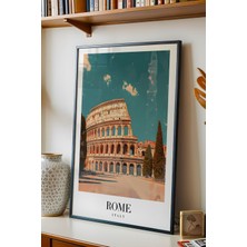 E2 Nova Rome Italy Vintage Seyahat Posteri Çerçeveli Tablo - Premium Kolezyum Elit Duvar Dekoru