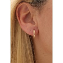 Yavuz Kuyumculuk 14 Ayar Altın Desenli Halka Küpe