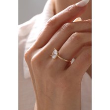 Yavuz Kuyumculuk 14 Ayar Altın Oval Tektaş Yüzük