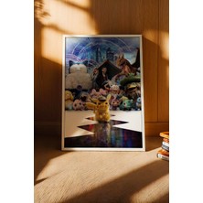 E2 Nova Detective Pikachu & Friends Çerçeveli Tablo - Lüks Realistik Pokemon Kolaj Modern Sinematik Poster