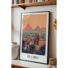 Cairo Egypt Vintage Seyahat Posteri Çerçeveli Tablo - Premium Piramitler Elit Duvar Dekoru