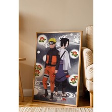 E2 Nova Naruto ve Sasuke Geleneksel Çerçeveli Tablo - Lüks Anime Sanat Posteri Modern Japon Duvar Dekoru