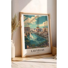 E2 Nova Las Vegas Usa Vintage Seyahat Posteri Çerçeveli Tablo - Premium The Strip Elit Duvar Dekoru
