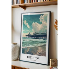 E2 Nova Brighton England Vintage Seyahat Posteri Çerçeveli Tablo - Premium Sahil ve Iskele Elit Duvar Dekoru
