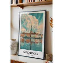 Copenhagen Denmark Vintage Seyahat Posteri Çerçeveli Tablo - Premium Iskandinav Elit Duvar Dekoru