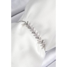 Hkursat Pirinç Zirkon Taşlı Sıralı Ok Model Gümüş Renk Asansörlü Kadın Bileklik