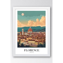 E2 Nova Florence Italy Vintage Seyahat Posteri Çerçeveli Tablo - Premium Floransa Elit Duvar Dekoru