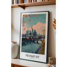 E2 Nova Frankfurt Germany Vintage Seyahat Posteri Çerçeveli Tablo - Premium Modern City Elit Duvar Dekoru