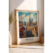 E2 Nova Prague Czech Republic Vintage Seyahat Posteri Çerçeveli Tablo - Premium Prag Elit Duvar Dekoru