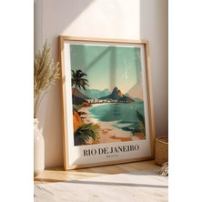 E2 Nova Rio De Janeiro Brazil Vintage Seyahat Posteri Çerçeveli Tablo - Premium Tropikal Sahil Duvar Dekoru