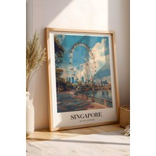 E2 Nova Singapore Vintage Seyahat Posteri Çerçeveli Tablo - Premium Singapore Flyer Elit Duvar Dekoru