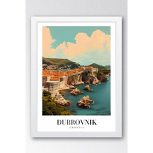 E2 Nova Dubrovnik Croatia Vintage Seyahat Posteri Çerçeveli Tablo - Premium Adriyatik City Elit Duvar Dekoru