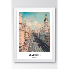 E2 Nova Madrid Spain Vintage Seyahat Posteri Çerçeveli Tablo - Premium Gran Via Elit Duvar Dekoru