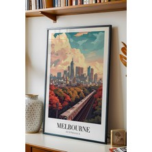 E2 Nova Melbourne Australia Vintage Seyahat Posteri Çerçeveli Tablo - Premium Modern Şehir Elit Duvar Dekoru