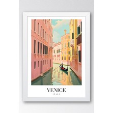 E2 Nova Venice Italy Vintage Seyahat Posteri Çerçeveli Tablo - Premium Venedik Kanal Elit Duvar Dekoru