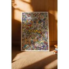 E2 Nova Pokemon Tüm Karakterler Dev Kolaj Çerçeveli Tablo - Lüks Anime Karakterleri Duvar Dekoru Poster