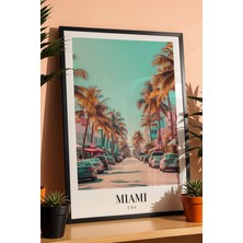 E2 Nova Miami Usa Vintage Seyahat Posteri Çerçeveli Tablo - Premium Ocean Drive Elit Duvar Dekoru