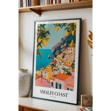 E2 Nova Amalfi Coast Italy Vintage Seyahat Posteri Çerçeveli Tablo - Premium Akdeniz Temalı Elit Duvar Dekoru