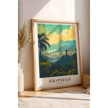 E2 Nova São Paulo Brazil Vintage Seyahat Posteri Çerçeveli Tablo - Premium Brezilya Elit Duvar Dekoru