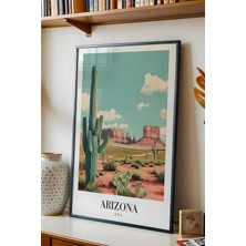 E2 Nova Arizona Usa Vintage Seyahat Posteri Çerçeveli Tablo - Premium Çöl Manzaralı Elit Duvar Dekoru