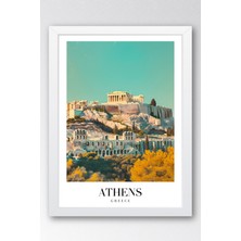 E2 Nova Athens Greece Vintage Seyahat Posteri Çerçeveli Tablo - Premium Antik Yunan Temalı Elit Duvar Dekoru