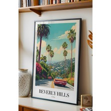 E2 Nova Beverly Hills Usa Vintage Seyahat Posteri Çerçeveli Tablo - Premium Lüks Kaliforniya Duvar Dekoru
