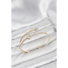 Hkursat Pirinç Kalp Model Gold Renk Kadın Bileklik