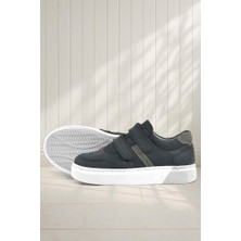Rakerplus Hakiki Deri Siyah Cırtlı Erkek Çocuk Sneaker