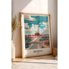 E2 Nova Beijing China Vintage Seyahat Posteri Çerçeveli Tablo - Premium Çin Mimarisi Elit Duvar Dekoru
