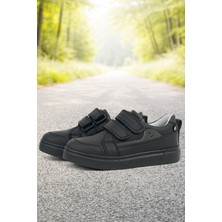 Rakerplus Siyah Hakiki Deri Cırtlı Erkek Çocuk Sneaker Ayakkabı