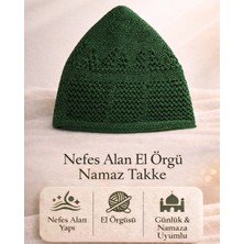 Sufi Tesbih Esans Ve Hediyelik El Örgüsü Nefes Alan Namaz Takke – Günlük ve Namaz Kullanımına Uygun Erkek Takke - Yeşil