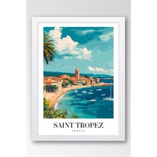 E2 Nova Saint Tropez France Vintage Seyahat Posteri Çerçeveli Tablo - Premium Akdeniz Sahil Duvar Dekoru