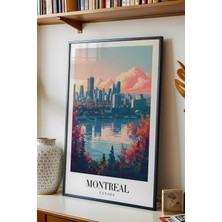 E2 Nova Montreal Canada Vintage Seyahat Posteri Çerçeveli Tablo - Premium Sonbahar Şehir Elit Duvar Dekoru