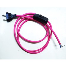 Teknomidi Pembe Fişli Puarlı Kumaş Örgülü Kablo 2 M