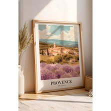 E2 Nova Provence France Vintage Seyahat Posteri Çerçeveli Tablo - Premium Lavanta Tarlası Elit Duvar Dekoru