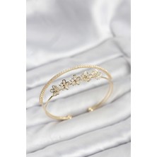 Çiçek Model Hkursat Pirinç Gold Renk Kadın Bileklik