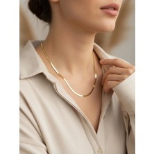 BG Jewellery Gold Italyan Yassı Çelik Kolye