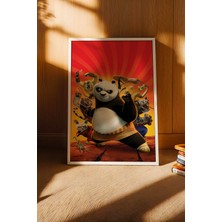 E2 Nova Kung Fu Panda Po ve Korkusuz Beşli Çerçeveli Tablo - Lüks Çocuk Odası Animasyon Duvar Dekoru Poster