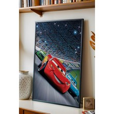 E2 Nova Şimşek Mcqueen Yarış Çerçeveli Tablo - Lüks Çocuk ve Genç Odası Arabalar Serisi Duvar Dekoru Tablo