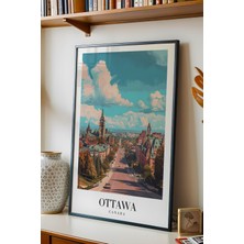 Ottawa Canada Vintage Seyahat Posteri Çerçeveli Tablo - Premium Kanada Şehir Elit Duvar Dekoru