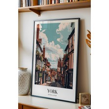E2 Nova York England Vintage Seyahat Posteri Çerçeveli Tablo - Premium Tarihi Sokak Elit Duvar Dekoru