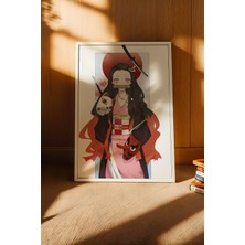 E2 Nova Nezuko Kamado Çerçeveli Tablo - Lüks Demon Slayer Anime Sanat Posteri Modern Japon Duvar Dekoru