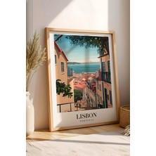E2 Nova Lisbon Portugal Vintage Seyahat Posteri Çerçeveli Tablo - Premium Lizbon Sokakları Elit Duvar Dekoru