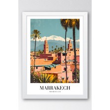 E2 Nova Marrakech Morocco Vintage Seyahat Posteri Çerçeveli Tablo - Premium Atlas Dağları Elit Duvar Dekoru
