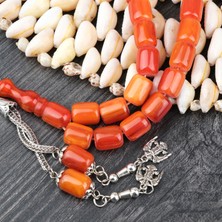 Lapisdo Sıkma Kehribar Alpaka Püsküllü Kapsül Kesim 9X11MM Tesbih - Açık Kestane