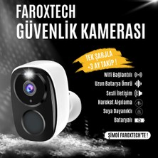 FaroxTech Kablosuz Wi-Fi Güvenlik Kamerası – Fhd 1080P, Bataryalı, Pır Hareket Algılama, Iki Yönlü Ses