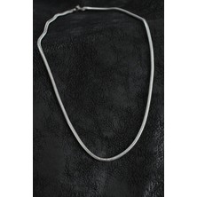 Hkursat 316L Çelik Oval Italyan Zincir Model Gümüş Renk Erkek Kolye