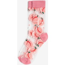 Bolero Kadın Japon Kore Tarzı Transparan Çorap Şeftali Desen