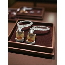 Lunel Silver Baget Kesim Zultanit Taşlı 925 Ayar Gümüş Küpe